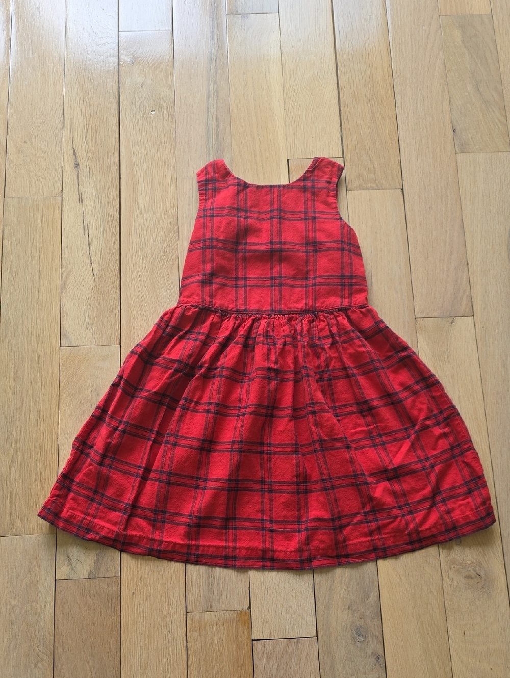 Girls Red Plaid Sleeveless Dress